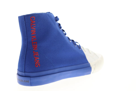 Calvin Klein Ivor Print 34S0599-NLC Mens Blue Canvas Designer Sneakers Shoes