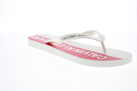 Calvin Klein Errol 34S0604-WMT Mens White Synthetic Flip-Flops Sandals Shoes