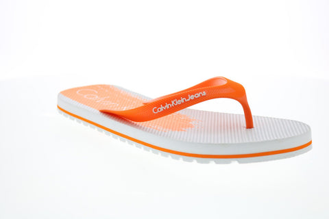 Calvin Klein Stewart Jelly 34S1582-WGF Mens Orange Synthetic Flip-Flops Sandals Shoes