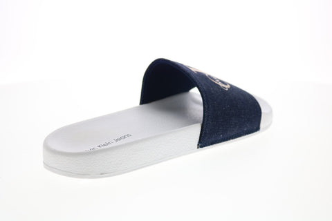 Calvin Klein Viggo 34S1649-MTG Mens Blue Canvas Slides Sandals Shoes