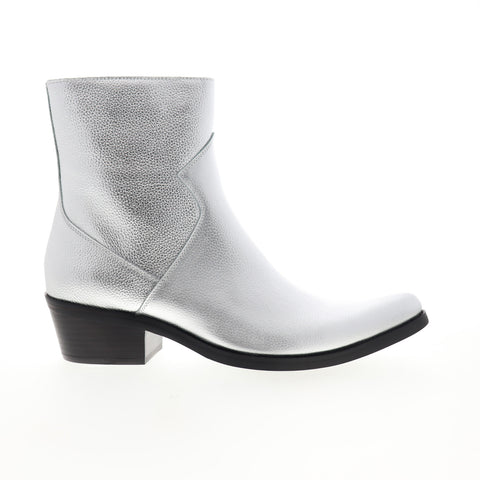 Calvin Klein Alden Tumbled 34S1715-SLV Mens Silver Gray Casual Dress Boots