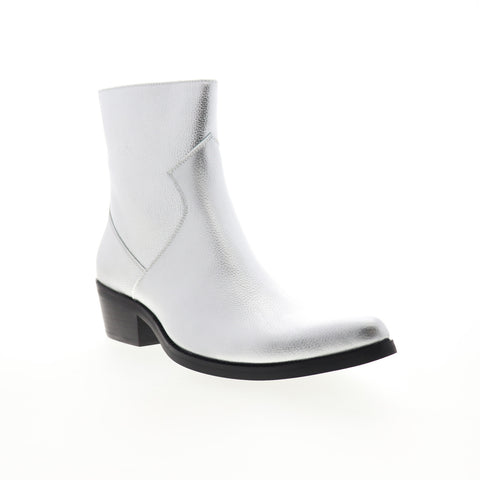 Calvin Klein Alden Tumbled 34S1715-SLV Mens Silver Gray Casual Dress Boots