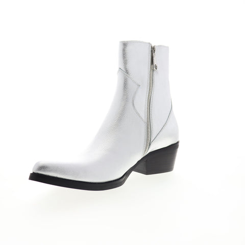 Calvin Klein Alden Tumbled 34S1715-SLV Mens Silver Gray Casual Dress Boots