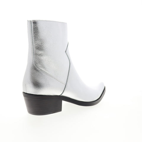 Calvin Klein Alden Tumbled 34S1715-SLV Mens Silver Gray Casual Dress Boots