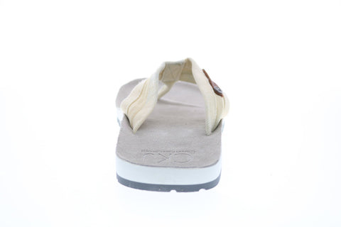Calvin Klein Ben Stone 34S8035-WLG Mens White Canvas Flip-Flops Sandals Shoes