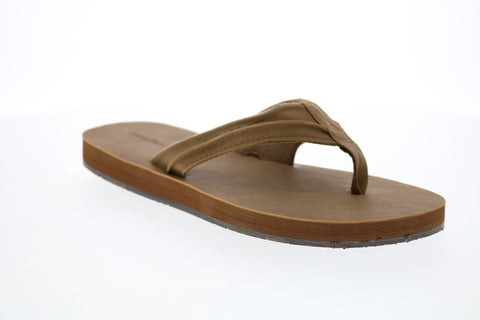 Calvin Klein Rees 34S9007-TAN Mens Brown Leather Flip-Flops Sandals Shoe