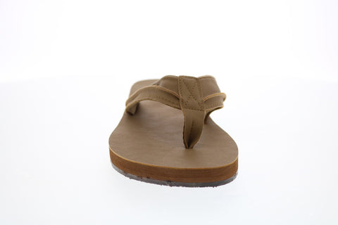 Calvin Klein Rees 34S9007-TAN Mens Brown Leather Flip-Flops Sandals Shoe