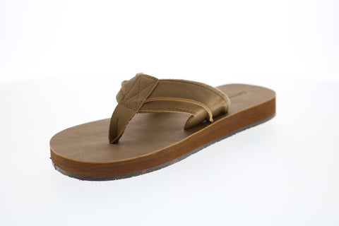 Calvin Klein Rees 34S9007-TAN Mens Brown Leather Flip-Flops Sandals Shoe