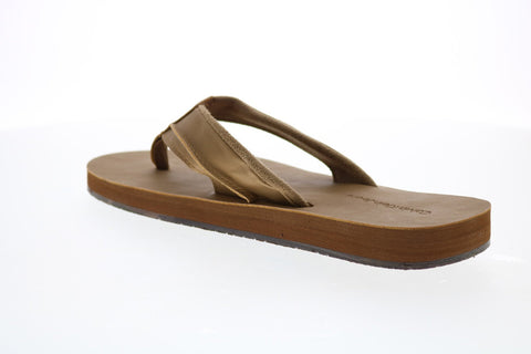 Calvin Klein Rees 34S9007-TAN Mens Brown Leather Flip-Flops Sandals Shoe