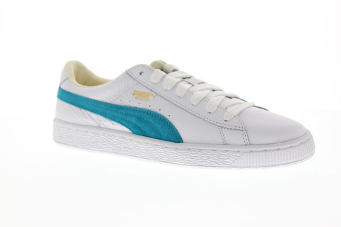 Puma Basket Classic Mens White Leather Low Top Lace Up Sneakers Shoes