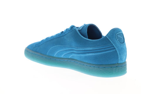 Puma Suede Emboss Iced Fluo Mens Blue Suede Low Top Lace Up Sneakers Shoes