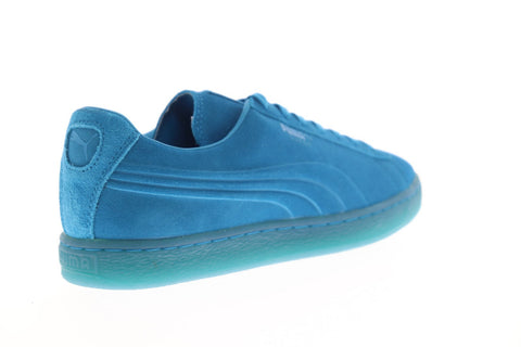Puma Suede Emboss Iced Fluo Mens Blue Suede Low Top Lace Up Sneakers Shoes