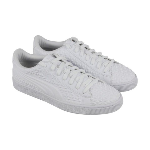 Puma Basket Classic Dia Emboss 36284101 Mens White Casual Low Top Sneakers Shoes