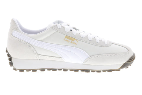 Puma Easy Rider Mens White Suede & Nylon Low Top Lace Up Sneakers Shoes