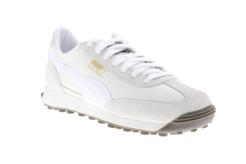 Puma Easy Rider Mens White Suede & Nylon Low Top Lace Up Sneakers Shoes