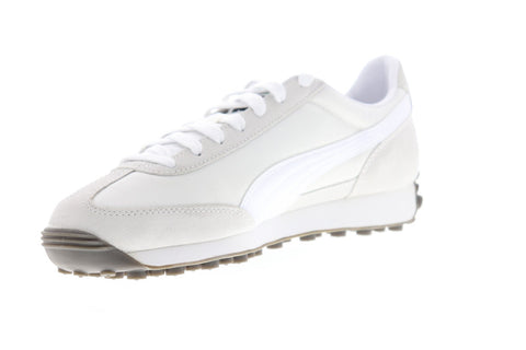 Puma Easy Rider Mens White Suede & Nylon Low Top Lace Up Sneakers Shoes