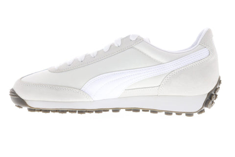 Puma Easy Rider Mens White Suede & Nylon Low Top Lace Up Sneakers Shoes