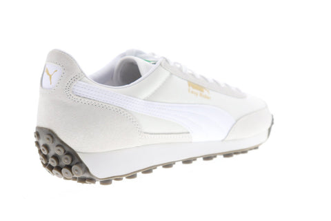 Puma Easy Rider Mens White Suede & Nylon Low Top Lace Up Sneakers Shoes