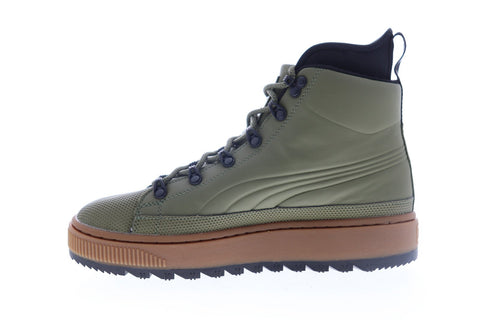 Puma The Ren Boot Mens Green Nubuck Lace Up High Top Sneakers Shoes