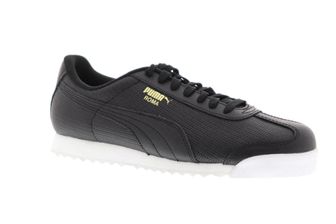 Puma Roma Classic Perf Mens Black Synthetic Low Top Lace Up Sneakers Shoes