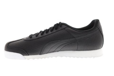 Puma Roma Classic Perf Mens Black Synthetic Low Top Lace Up Sneakers Shoes