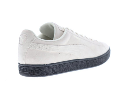 Puma Suede Black Sole 36443401 Mens White Classic Lace Up Low Top Sneakers Shoes