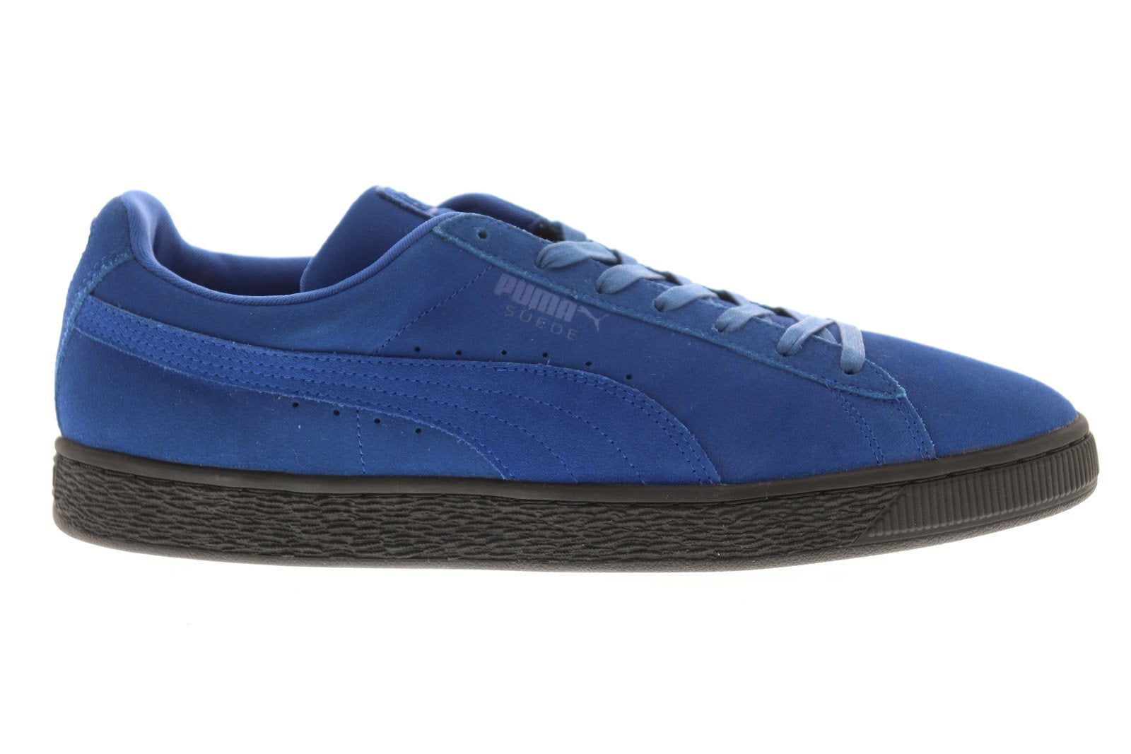 Puma Suede Black Sole 36443403 Mens Blue Casual Lace Up Lifestyle