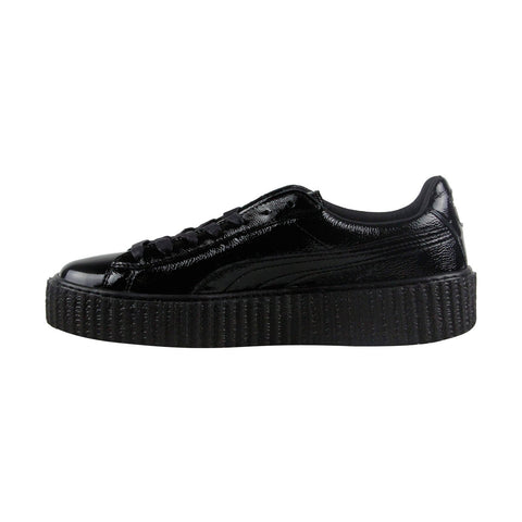 Puma Fenty By Rihanna Creeper Wrinkled Patent Womens Black Lace Up Shoes