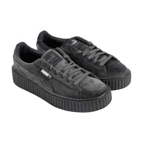 Puma Fenty By Rihanna Creeper Velvet Womens Gray Casual Lace Up Sneakers Shoes