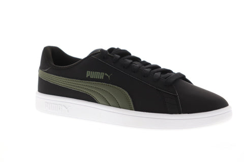 Puma Smash V2 Buck Mens Black Leather Low Top Lace Up Sneakers Shoes