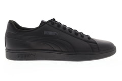 Puma Smash V2 L Mens Black Leather Low Top Lace Up Sneakers Shoes