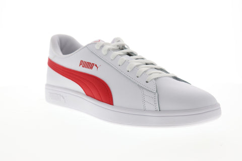 Puma Smash V2 36521509 Mens White Leather Lace Up Lifestyle Sneakers Shoes