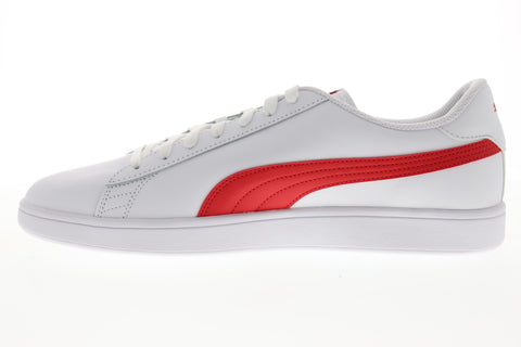 Puma Smash V2 36521509 Mens White Leather Lace Up Lifestyle Sneakers Shoes