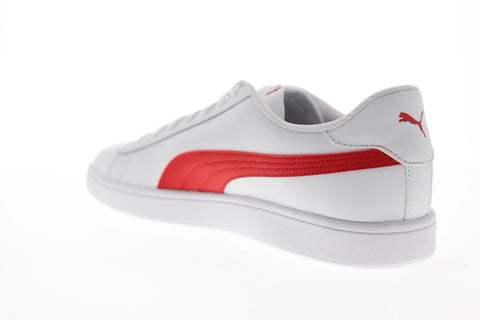 Puma Smash V2 36521509 Mens White Leather Lace Up Lifestyle Sneakers Shoes