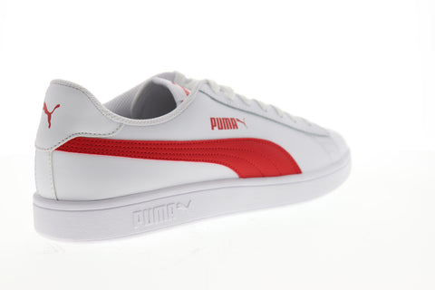 Puma Smash V2 36521509 Mens White Leather Lace Up Lifestyle Sneakers Shoes