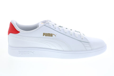 Puma Smash V2 L 36521517 Mens White Leather Lace Up Lifestyle Sneakers Shoes