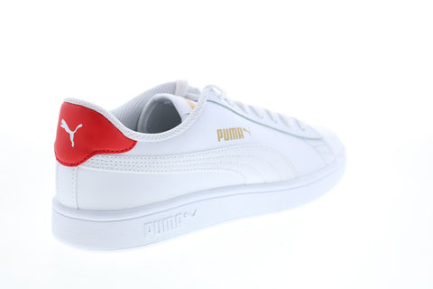 Puma Smash V2 L 36521517 Mens White Leather Lace Up Lifestyle Sneakers Shoes