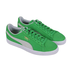 Puma Suede Classic Mens Green Suede Low Top Lace Up Sneakers Shoes