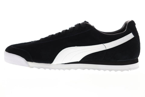 Puma Roma Suede Mens Black Suede Low Top Lace Up Sneakers Shoes