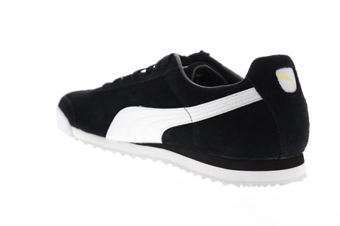 Puma Roma Suede Mens Black Suede Low Top Lace Up Sneakers Shoes