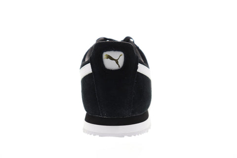 Puma Roma Suede Mens Black Suede Low Top Lace Up Sneakers Shoes