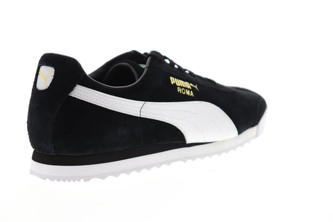 Puma Roma Suede Mens Black Suede Low Top Lace Up Sneakers Shoes