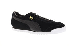 Puma Roma Suede Mens Black Suede Low Top Lace Up Sneakers Shoes