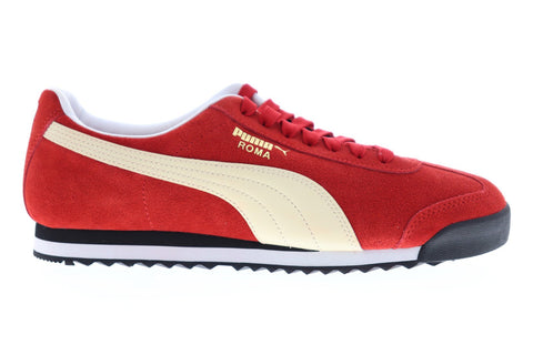 Puma Roma Suede Mens Red Suede Low Top Lace Up Sneakers Shoes
