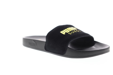 Puma Leadcat Suede 36575801 Mens Black Slip On Slides Sandals Shoes