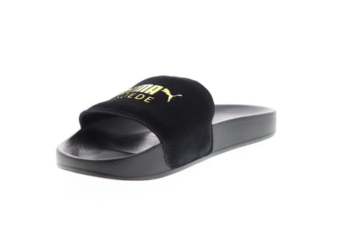 Puma Leadcat Suede 36575801 Mens Black Slip On Slides Sandals Shoes