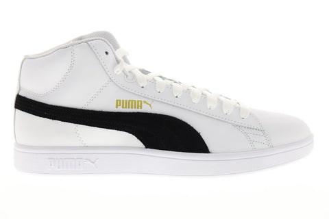 Puma Smash V2 Mid L 36692405 Mens White Leather Low Top Sneakers Shoes