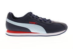 Puma Turin II NL Mens Blue Leather Low Top Lace Up Sneakers Shoes