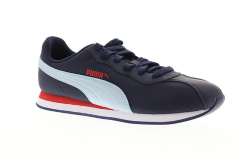 Puma Turin II NL Mens Blue Leather Low Top Lace Up Sneakers Shoes
