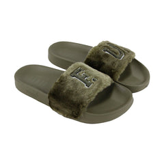 Puma Leadcat Fenty Fu Fur 36708901 Mens Green Canvas Slides Sandals Shoes